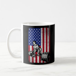 Taza De Café Halterofilia con la bandera estadounidense de Esta