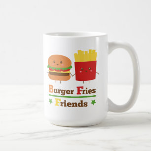 Taza De Café Hamburguesa Frita Cartoon Kawaii Amigas BFF