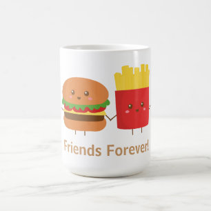 Taza De Café Hamburguesa y patatas fritas lindas, amigos para s