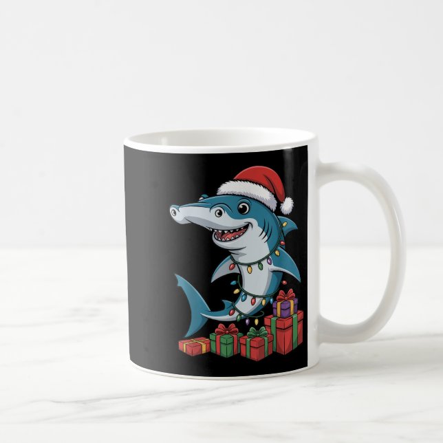 Taza De Café Hammerhead Shark Santa Hat Navidades Funny Marine (Derecha)