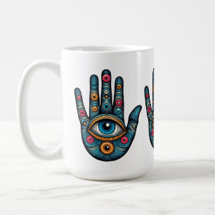 Taza De Café Hamsa Hand con ilustracion de arte visual