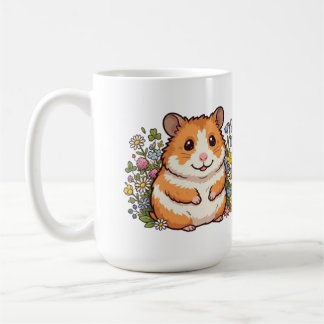 Taza De Café "Hamster Adorable y Flores Silvestres de Dos Tonos