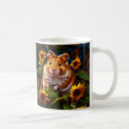 Taza De Café Hamster entre girasoles