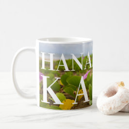 Taza De Café Hanalei Bay Kauai Purple Flower Big Text