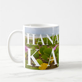 Taza De Café Hanalei Bay Kauai Purple Flower Big Text