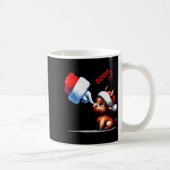 Taza De Café Hand Boop Christmas Highland Cow Santa Farmer Anim (Derecha)