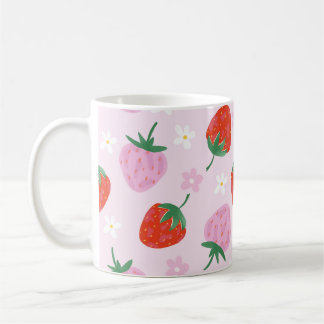 Taza De Café  Hand-Drawn Aesthetic Strawberry Seamless Pattern