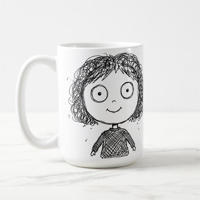 Taza De Café Hand-Drawn Character Illustration – Artistic (Izquierda)