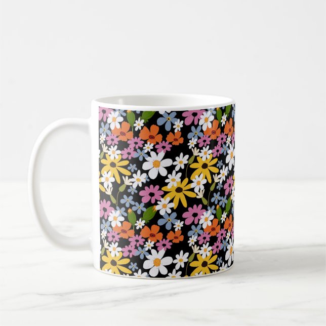 Taza De Café  Hand-drawn Colorful Botanical Seamless Pattern (Izquierda)
