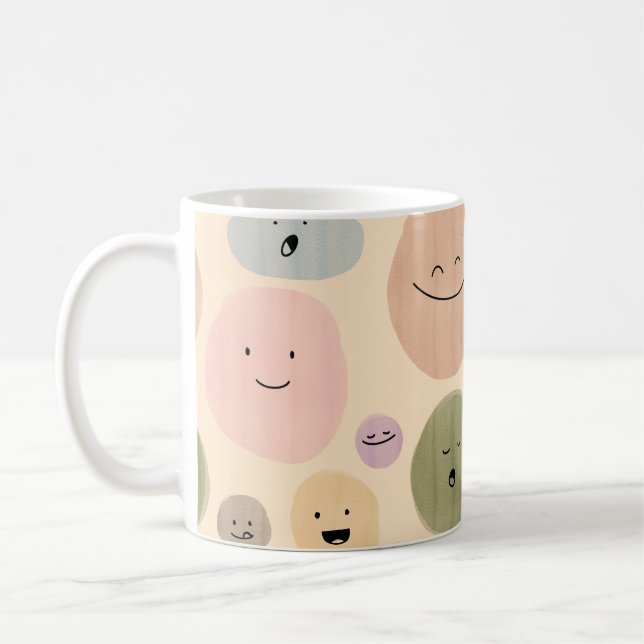 Taza De Café Hand-drawn Facial Expressions Seamless Pattern (Izquierda)