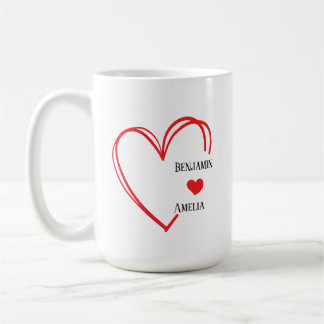Taza De Café hand drawn heart couple Valentine’s Day mugs
