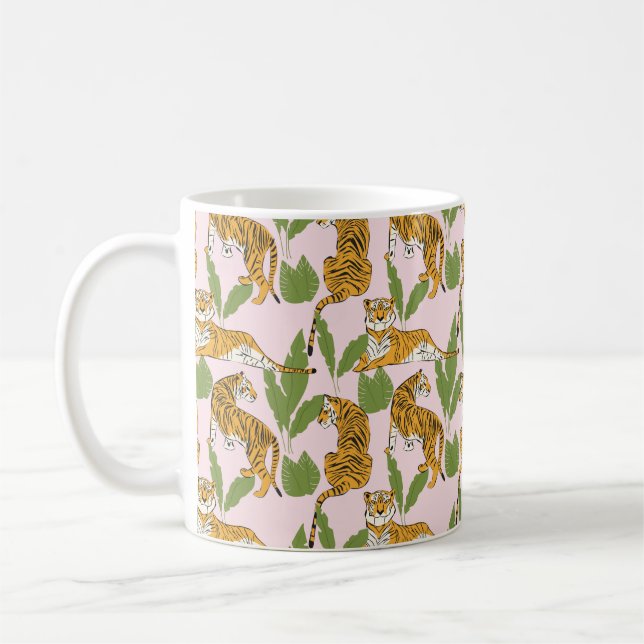 Taza De Café Hand drawn tiger seamless pattern, big cats in dif (Izquierda)