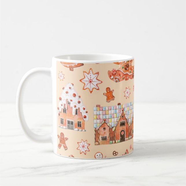 Taza De Café Hand drawn watercolour seamless pattern of gingerb (Izquierda)