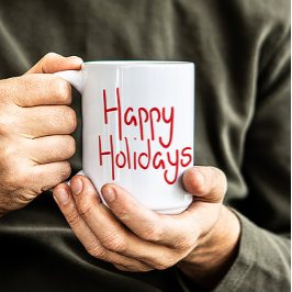 Taza De Café Hand-lettered script red Happy Holidays