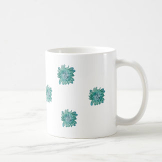 Taza De Café Hand-Painted Style Turquoise Floral Art Mug