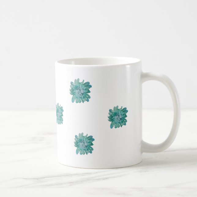Taza De Café Hand-Painted Style Turquoise Floral Art Mug (Derecha)