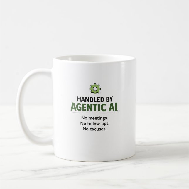 Taza De Café Handled by Agentic AI Funny Tech Coffee Mug (Izquierda)