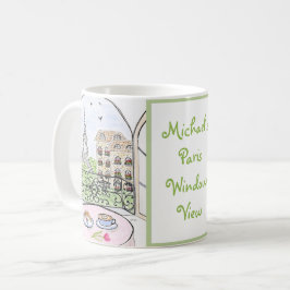 Taza De Café Handpainted Whimsical Paris Drawing PERSONALIZE