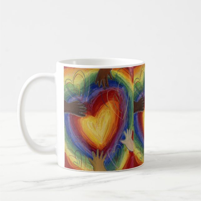 Taza De Café Hands & Heart Diversity Love Art Personalizado Cof (Izquierda)