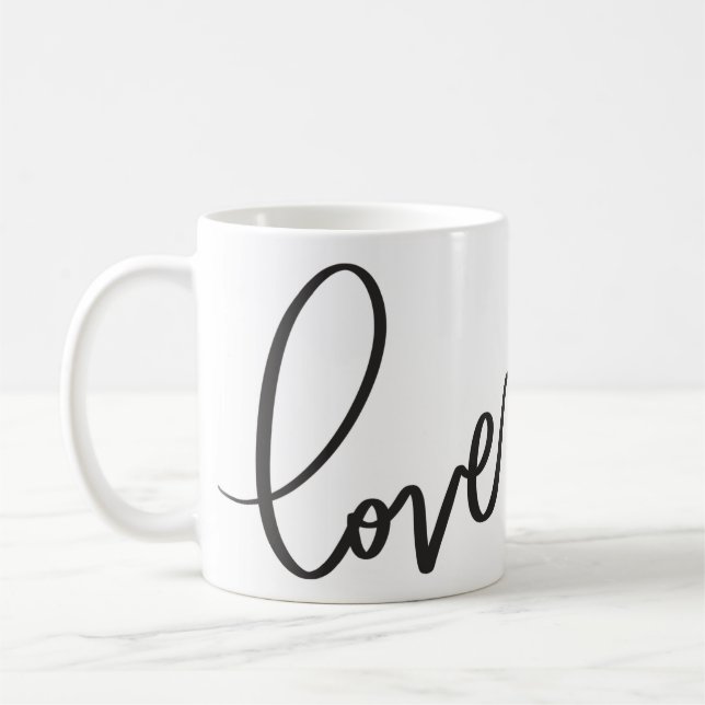 Taza De Café Handwritten Calligraphy Script love  (Izquierda)