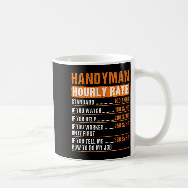 Taza De Café Handyman Funny Hourly Rate Meme - Daddy Grandpa  (Derecha)