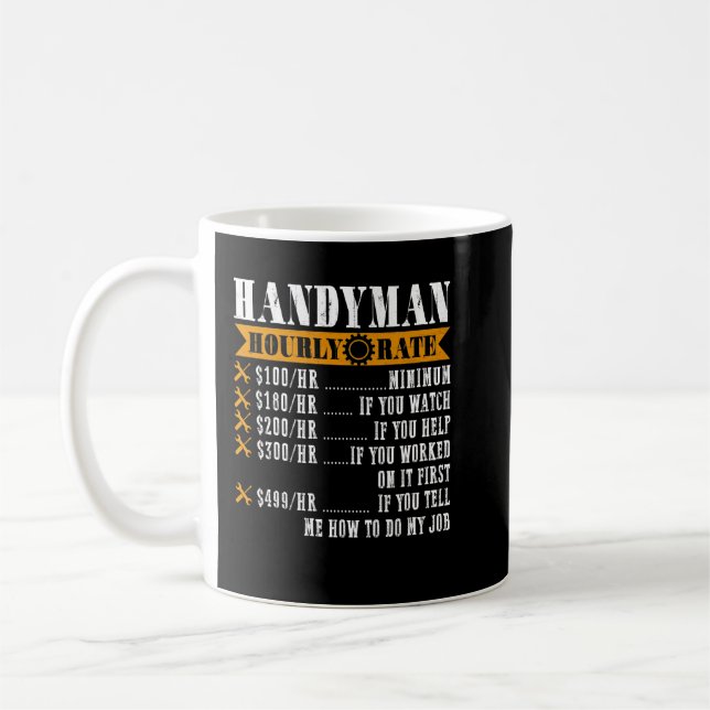 Taza De Café Handyman Hourrate Graciosos Regalos Handyman (Izquierda)