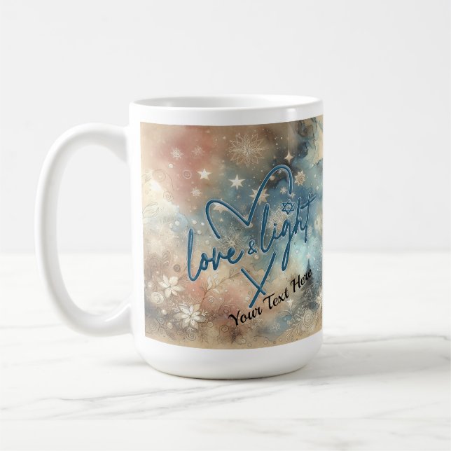 Taza de café Hanukkah Amor y Luz (Izquierda)