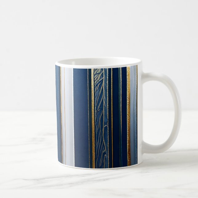 Taza De Café Hanukkah Blues Stripes Blue White Gold (Derecha)