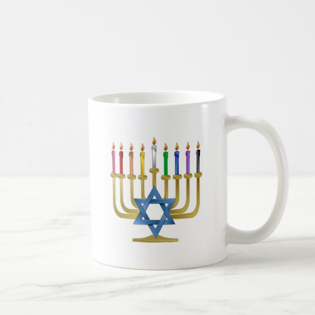 Taza De Café Hanukkah Candles Rainbow Gold Menorah (Derecha)
