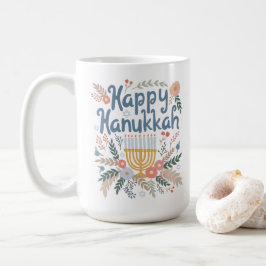 Taza De Café Hanukkah FLorals Arte dibujado a mano