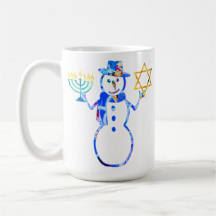 Taza De Café Hanukkah judío lindo muñeco de nieve Menorah Star 