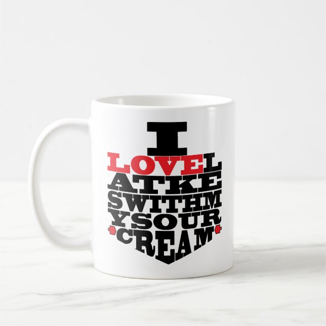 Taza De Café Hanukkah Mug "I love Latkes" (Izquierda)