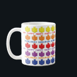Taza De Café Hanukkah Mug "Sueños 3D"<br><div class="desc">Coloridamente Divertido Hanukkah mug. "3 D Dreidels" Chanukah Mug. Personalice la música eliminando texto y reemplazándolo por su propio mensaje. Elija su estilo de fuente, color y tamaño favoritos. Crea un simple regalo añadiendo algunas golosinas a la taza, envuélvala en celofán y ábrela con un arco. ¡Disfrútalo! Gracias por detenerse...</div>