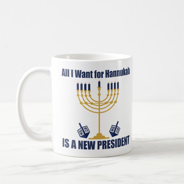 Taza De Café Hanukkah político judío anti Trump (Izquierda)