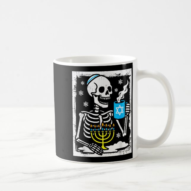Taza De Café Hanukkah Skeleton Coffee Dreidel Jewish Menorah Ch (Derecha)