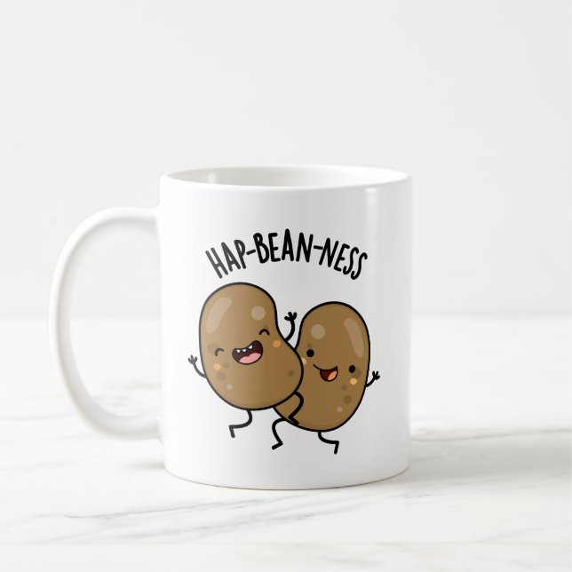 Taza De Café Hap-bean Funny Bean Pun (Izquierda)