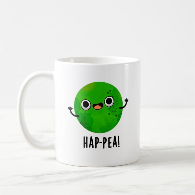 Taza De Café Hap-pea Funny Happy Pea Pun (Izquierda)