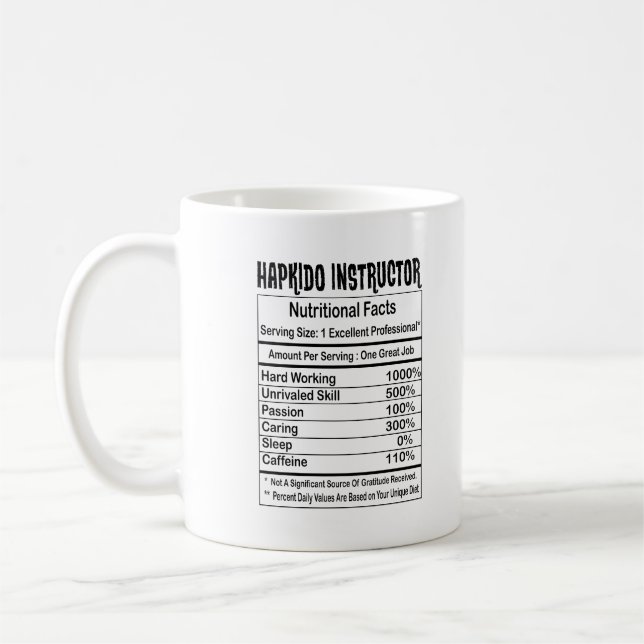Taza De Café Hapkido Instructor Hechos Nutricionales 11oz Mug (Izquierda)