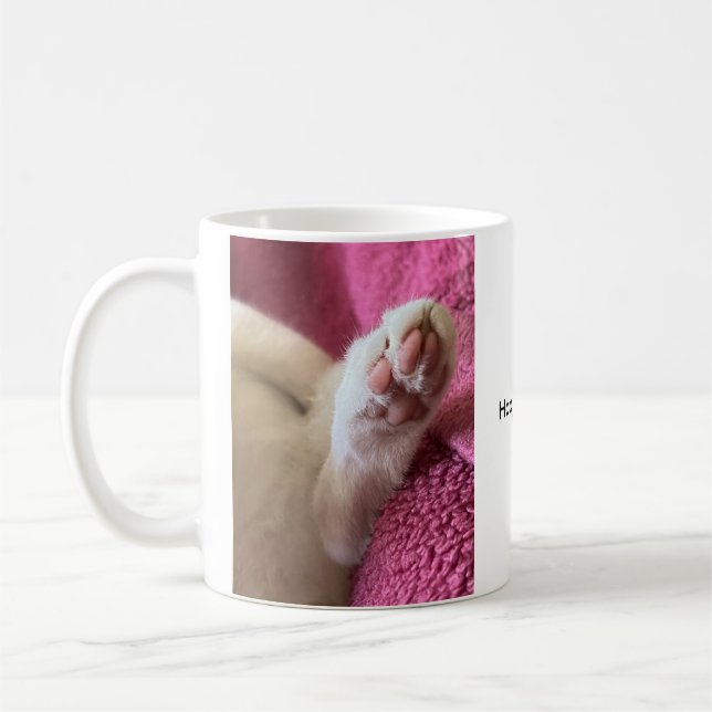 Taza De Café Happiness is a warm cat. Cat Coffee Mug (Izquierda)