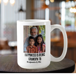 Taza De Café Happiness is Being Grandpa to Name Family Photo 