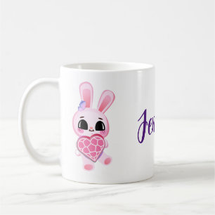 Taza De Café Happiness magic sweet bunny in the rainbow