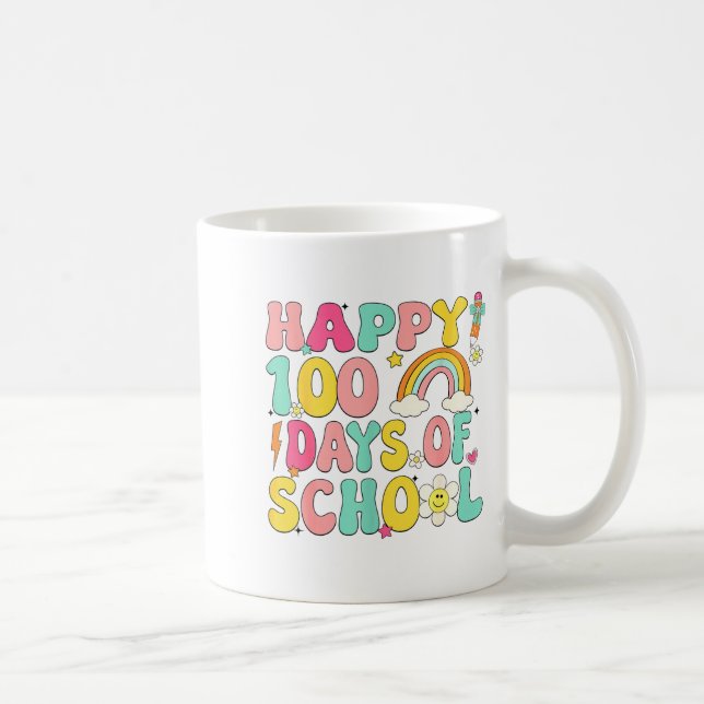 Taza De Café Happy 100 Days Of School Girls Rainbow 100th Day O (Derecha)