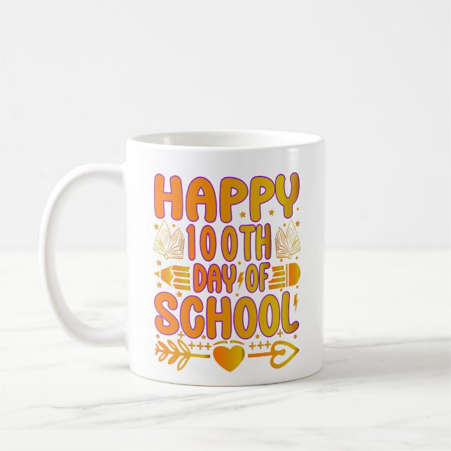 Taza De Café Happy 100th Day of School Coffee Mug (Izquierda)