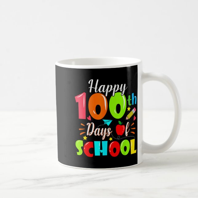 Taza De Café Happy 100th Day Of School Funny Teachers Sudents K (Derecha)