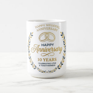 Taza De Café Happy 10th Anniversary Laurel Rings Coffee Mug