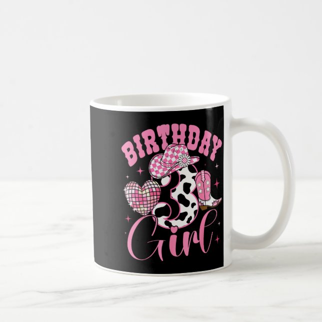 Taza De Café Happy 3rd Birthday Girl Outfit Rodeo Western Cowgi (Derecha)