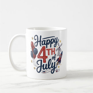 Taza De Café Happy 4th of July Patriotic Rocket & Stars