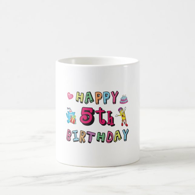 Taza De Café Happy 5th Birthday 5 year old b-day wishes (Centro)