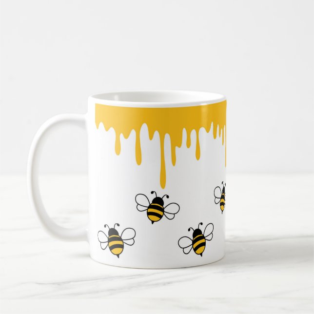 Taza De Café Happy Bee Cute Funny Honey Pattern (Izquierda)
