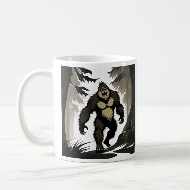 Taza De Café Happy Bigfoot en Woods (Izquierda)